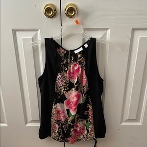 Floral Black Sleeveless Top